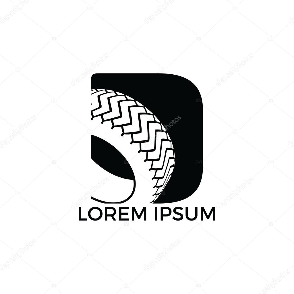 D letter logo car wheel logo design. Tyre company or tyre shop vector logo design.