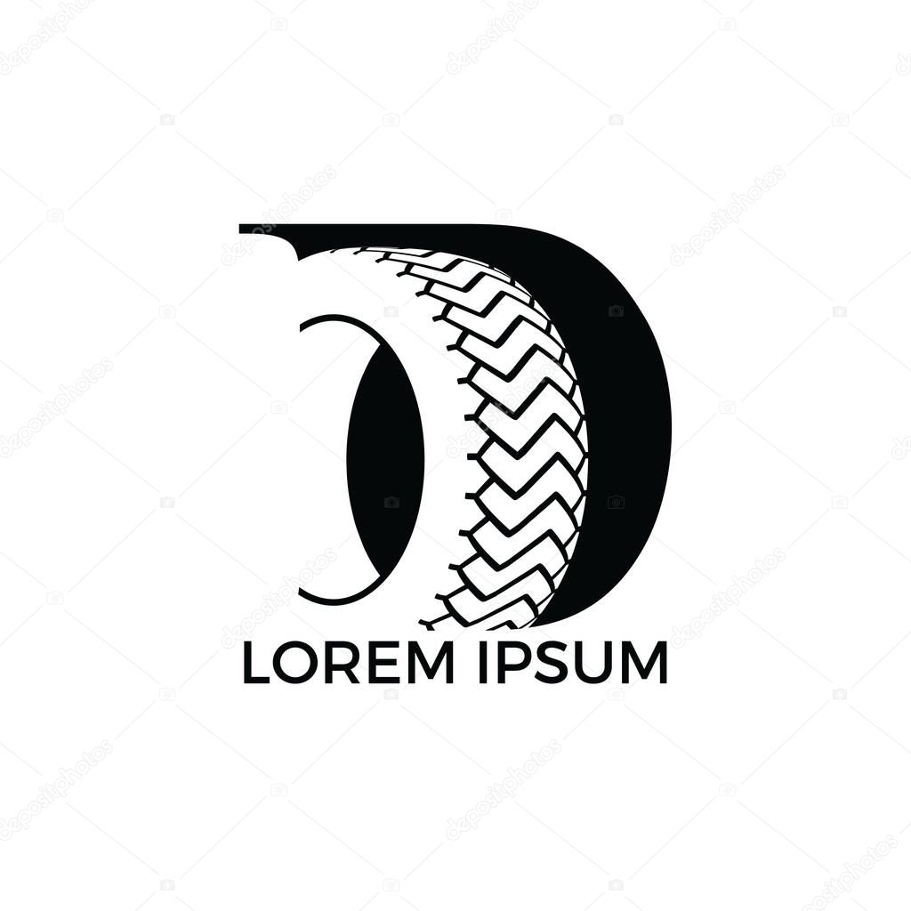 D letter logo car wheel logo design. Tyre company or tyre shop vector logo design.