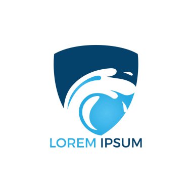Su dalgası logo tasarımı. Mavi su ile kurumsal kimlik şablonu.