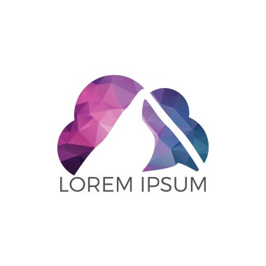 Dağ bulut logo tasarımı. Dağ manzarası ve bulut logo tasarımı.