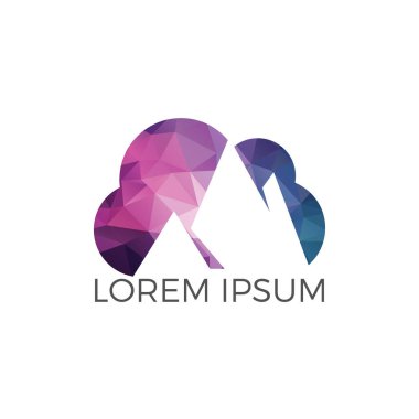 Dağ bulut logo tasarımı. Dağ manzarası ve bulut logo tasarımı.