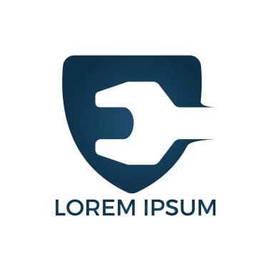 Teknik Onarım Servisi logo tasarımı anahtarı. Simge basit kayıt onarım araçları.