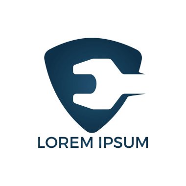 Teknik Onarım Servisi logo tasarımı anahtarı. Simge basit kayıt onarım araçları.