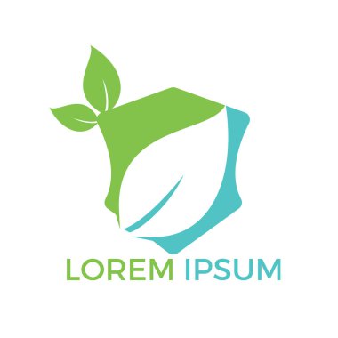 Doğa logo tasarımı. Yeşil tropikal simgesi bırakır. Ağaç bitki örtüsü Logo şablonu.