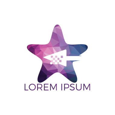 Yıldız ve ok Logo tasarımı. Yıldız ok yönünde soyut Logo tasarım şablonu.