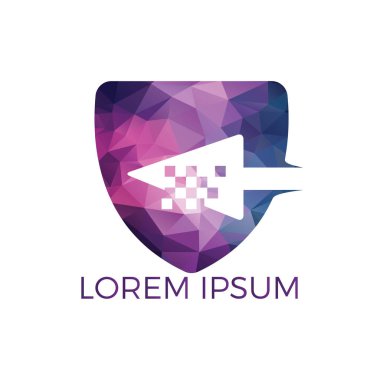İmleç logo tasarım konsepti. Piksel ok logo tasarımı. Ok işaretçisini logo iş marka simgesi.
