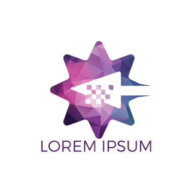 Yıldız ve ok Logo tasarımı. Yıldız ok yönünde soyut Logo tasarım şablonu.