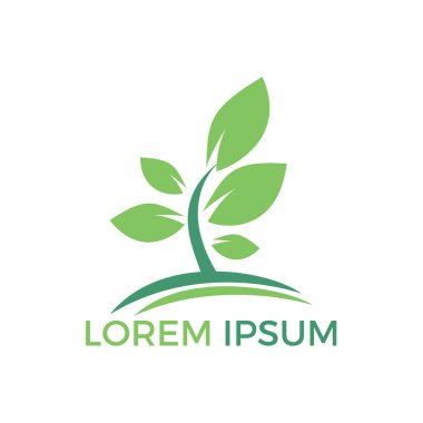 Ağaç logo tasarımı. Minimalist yeşil ağaç logo sembol. Çevre sağlığı ve doğa logosu.