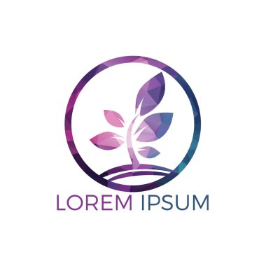 Ağaç logo tasarımı. Minimalist yeşil ağaç logo sembol. Çevre sağlığı ve doğa logosu.