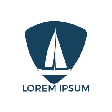 Yat logo tasarımı. Spor takımı vektör logo tasarım kulüp veya yat yatçılık. Deniz seyahat macera ya da Yatçılık Şampiyonası, yelken gezisi turnuva.
