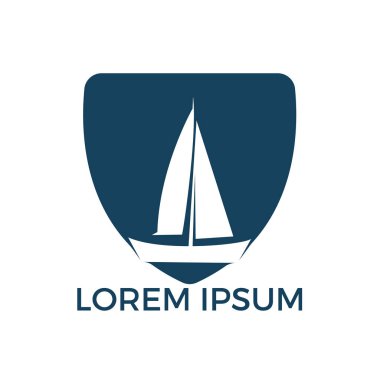 Yat logo tasarımı. Spor takımı vektör logo tasarım kulüp veya yat yatçılık. Deniz seyahat macera ya da Yatçılık Şampiyonası, yelken gezisi turnuva.
