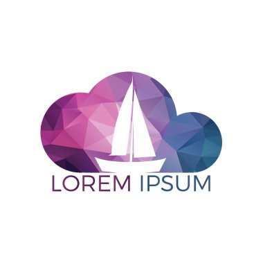 Yat cloudshape logo tasarımı. Spor takımı vektör logo tasarım kulüp veya yat yatçılık. Deniz seyahat macera ya da Yatçılık Şampiyonası, yelken gezisi turnuva.
