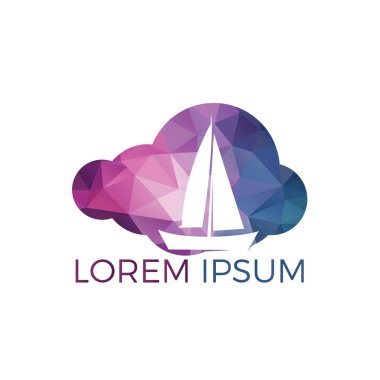 Yat cloudshape logo tasarımı. Spor takımı vektör logo tasarım kulüp veya yat yatçılık. Deniz seyahat macera ya da Yatçılık Şampiyonası, yelken gezisi turnuva.