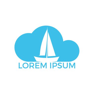 Yat cloudshape logo tasarımı. Spor takımı vektör logo tasarım kulüp veya yat yatçılık. Deniz seyahat macera ya da Yatçılık Şampiyonası, yelken gezisi turnuva.