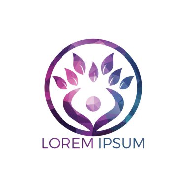 Ağaç insan logosunu görmeniz gerekir. Sağlıklı insanlar logo tasarımı. İnsan hayatı logo simge. 