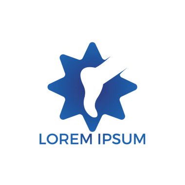 Ayak logo tasarımı ile yıldız. Ayak bakım ve sağlık logo tasarımı. Ayak bakımı ve sağlığı logo tasarımı.