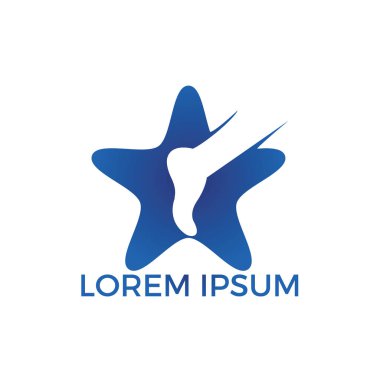 Ayak logo tasarımı ile yıldız. Ayak bakım ve sağlık logo tasarımı. Ayak bakımı ve sağlığı logo tasarımı.