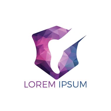 Ayak ve ayak bileği podiatry vektör logo tasarımı. Ayak kalkan ve tıbbi çapraz logo şablonu ile. Ayak bakımı ve masaj logo tasarımı.