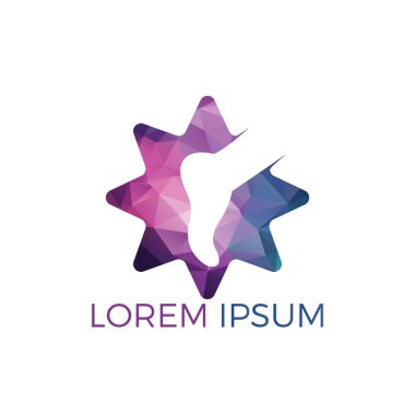 Ayak logo tasarımı ile yıldız. Ayak bakım ve sağlık logo tasarımı. Ayak bakımı ve sağlığı logo tasarımı.