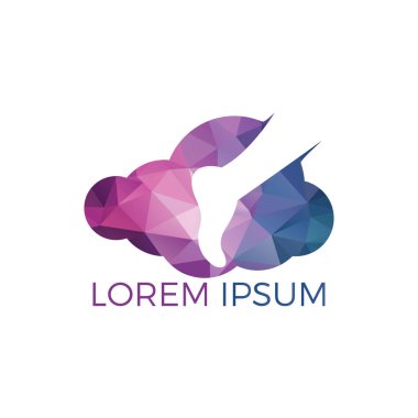 Ayak ve ayak bileği podiatry vektör logo tasarımı. Ayak bulut ve tıbbi çapraz logo şablonu ile. Ayak bakımı ve masaj logo tasarımı.