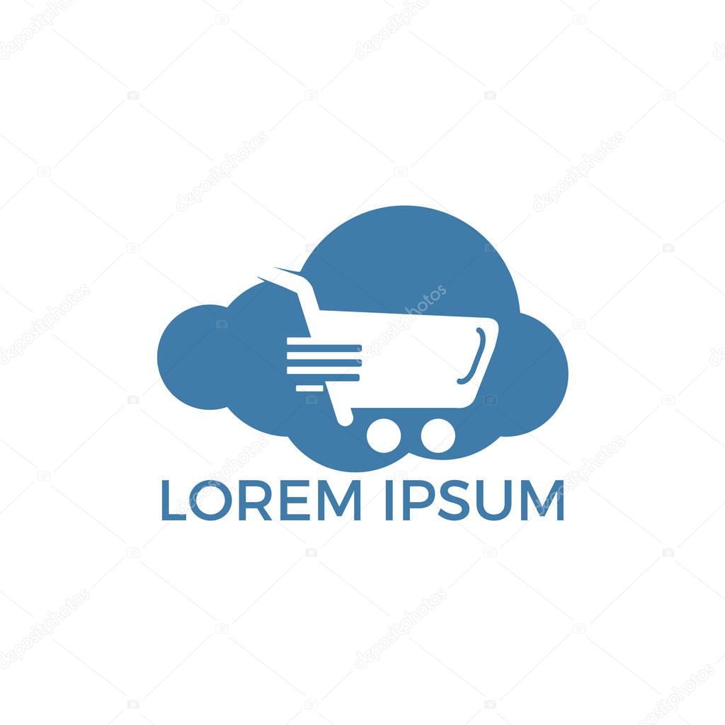 Cloud Shoping Logo Design. Vector Online Shop Logo Template