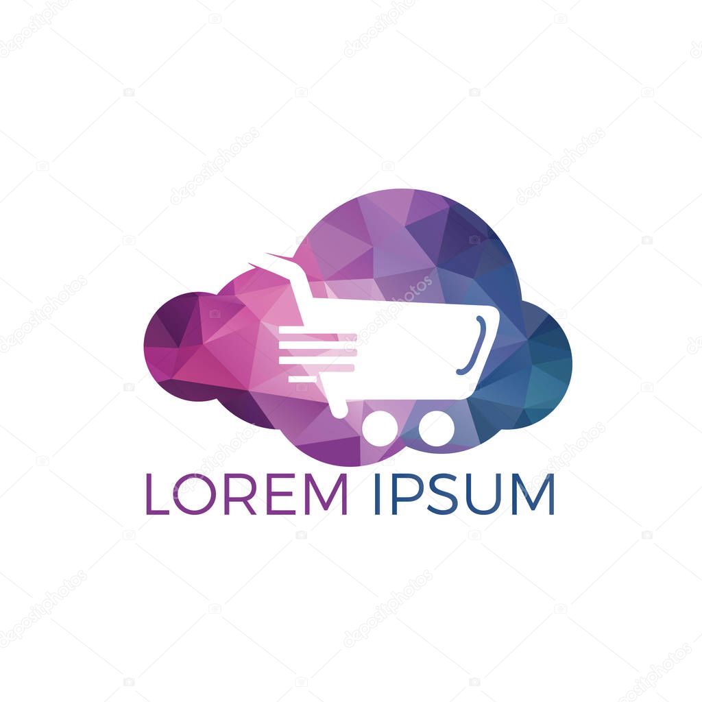 Cloud Shoping Logo Design. Vector Online Shop Logo Template