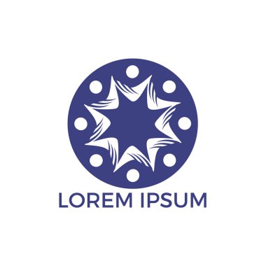 Topluluk soyut logosunu görmeniz gerekir. Mutlu insanlar logosunu görmeniz gerekir. Ekip çalışması sembolü. Sosyal logosunu görmeniz gerekir. Ortaklık kişi simgesi.