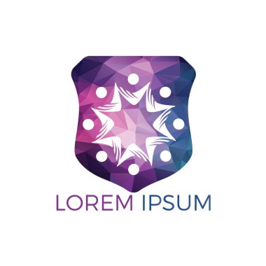 Topluluk soyut logosunu görmeniz gerekir. Mutlu insanlar logosunu görmeniz gerekir. Ekip çalışması sembolü. Sosyal logosunu görmeniz gerekir. Ortaklık kişi simgesi.