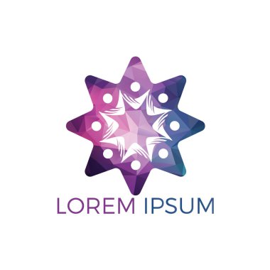 Yaratıcı toplum. İnsanlar logosunu görmeniz gerekir. Yıldız insanlar için eğitim, sosyal topluluk vektör amblemi soyut.