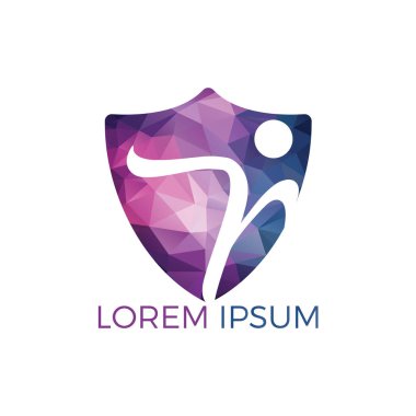 İnsan karakteri sağlık logo tasarımı. Fitness ve sağlık soyut logo tasarımı. Etkin insan logo tıbbi logo kavramı. 