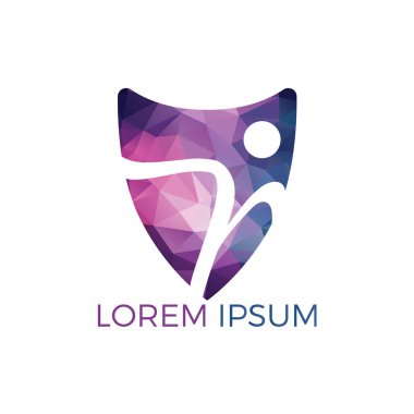 İnsan karakteri sağlık logo tasarımı. Fitness ve sağlık soyut logo tasarımı. Etkin insan logo tıbbi logo kavramı. 