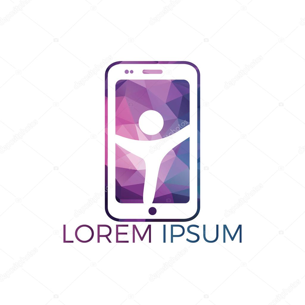 Human mobile care logo vector design. Smartphone Care logo template design.