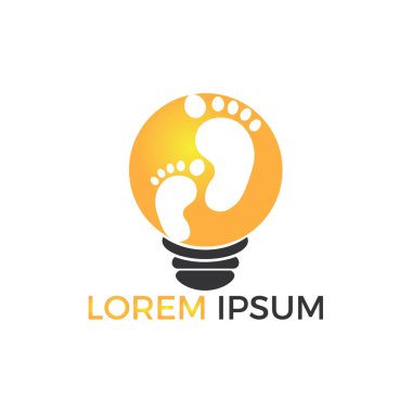 Ayak ve ayak bileği podiatry vektör logo tasarımı. Ayak lamba ampul logo tasarım şablonu ile. Fikirler için ayak bakım ve masaj logo tasarımı.