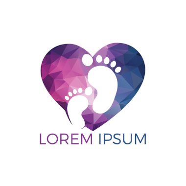Ayaklar ve kalp vektör logo tasarımı. Ayak bakımı ve yaşam tarzı logo tasarımı. Masaj ve ayak bakımı logosu tasarımı.