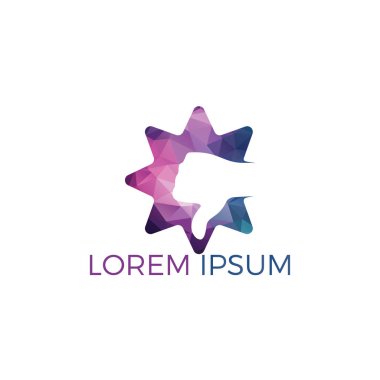 Başparmak aşağı yıldız şekli vektör logo tasarımı. Beğenmeme veya onaylamama işareti simgesi. El parmağı aşağı sembolü.