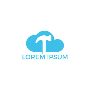 Bulut Logo Tasarımı ile Hammer. Yenileme veya onarım vektör logo tasarım konsepti.