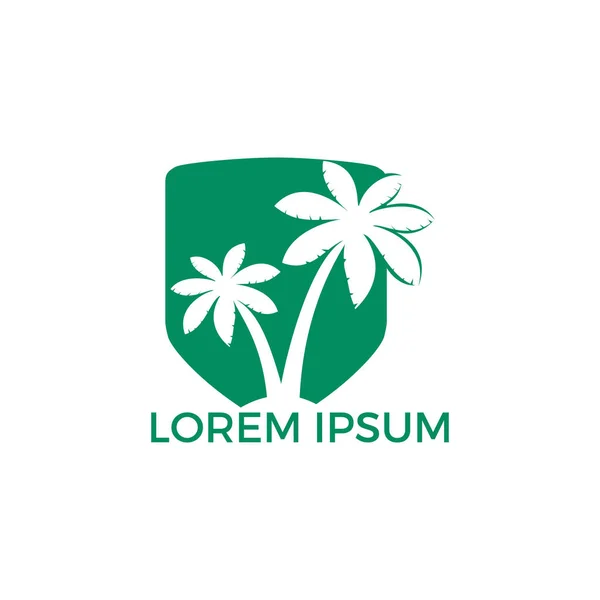 Diseño Logotipo Vectorial Palmeras Diseño Logotipo Isla Playa Vacaciones Verano — Archivo Imágenes Vectoriales