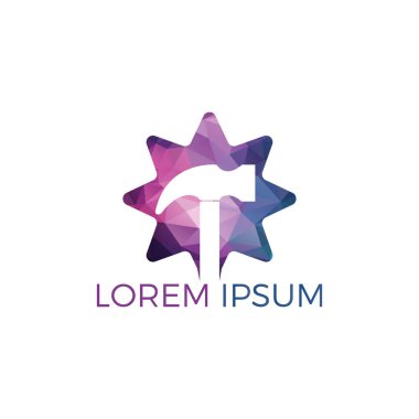 Yıldız Logo Tasarımı ile Hammer. Yenileme veya onarım vektör logo tasarım konsepti.