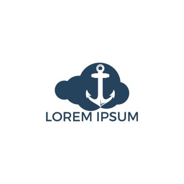 Cloud Anchor vektör logo tasarımı. Deniz ve heraldry tasarım için vektör illüstrasyon. Deniz Çapa vektör logo tasarımı.
