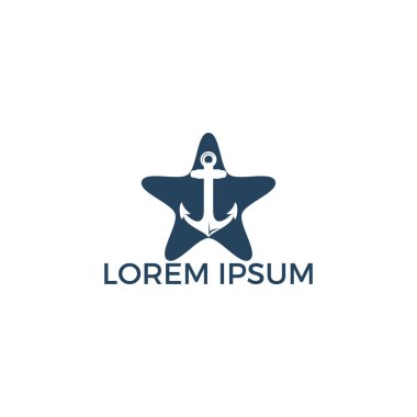 Star Anchor vektör logo tasarımı. Deniz ve heraldry tasarım için vektör illüstrasyon. Deniz Çapa vektör logo tasarımı.