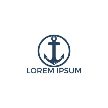 Gemi Çapa vektör logo tasarımı. Deniz ve heraldry tasarım için vektör illüstrasyon. Deniz Çapa vektör logo tasarımı.
