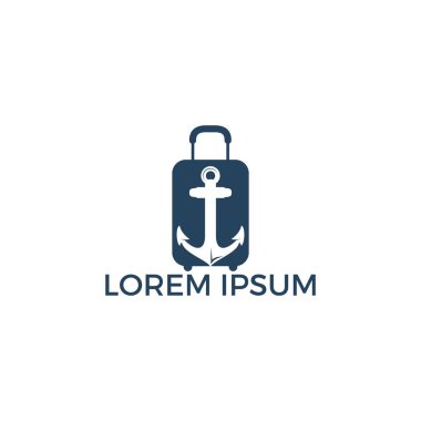 Seyahat Çantası ve Gemi Çapa vektör logo tasarımı. Deniz ve heraldry tasarım için vektör illüstrasyon. Deniz Çapa vektör logo tasarımı.
