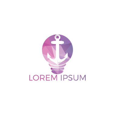 Ampul ve Çapa vektör logo tasarımı. Deniz ve heraldry tasarım için vektör illüstrasyon. Deniz Çapa vektör logo tasarımı.