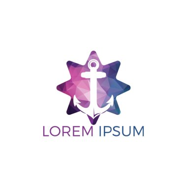 Star Anchor vektör logo tasarımı. Deniz ve heraldry tasarım için vektör illüstrasyon. Deniz Çapa vektör logo tasarımı.