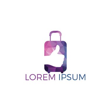 Thumb Up sembolü ile seyahat çantası. Web tasarımı Ui mobil uygulama infografik için Logo.