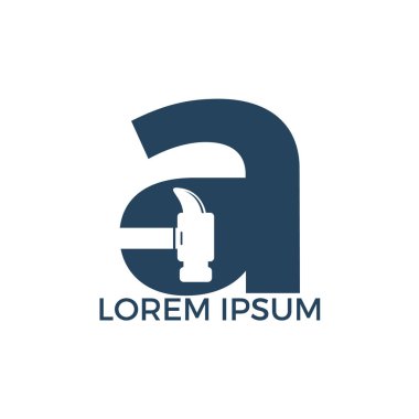 Mektup A Hammer logo tasarımı. Onarım, İnşaat veya Yenileme Vektör Logo Konsepti.