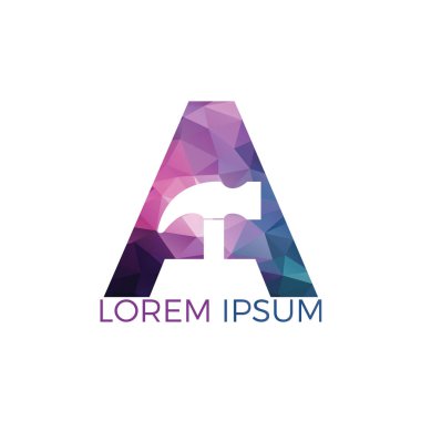 Mektup A Hammer logo tasarımı. Onarım, İnşaat veya Yenileme Vektör Logo Konsepti.