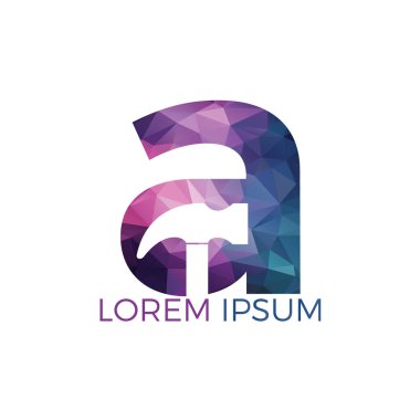 Mektup A Hammer logo tasarımı. Onarım, İnşaat veya Yenileme Vektör Logo Konsepti.