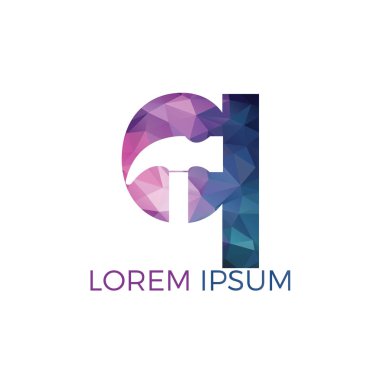 Mektup Q Hammer logo tasarımı. Onarım, İnşaat veya Yenileme Vektör Logo Konsepti.
