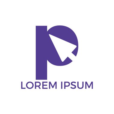 Ok ile P Harfi İlk Logo Tasarımı. İş ve teknoloji logo tasarım şablonu.
